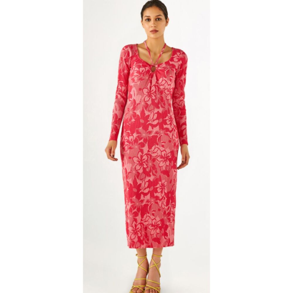 Reserved Camille Red Bodycon Floral Dress XL